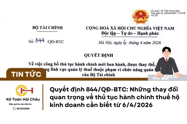 Quyết định 844/QĐ-BTC: 14 thủ tục thuế thay đổi hộ kinh doanh cần biết